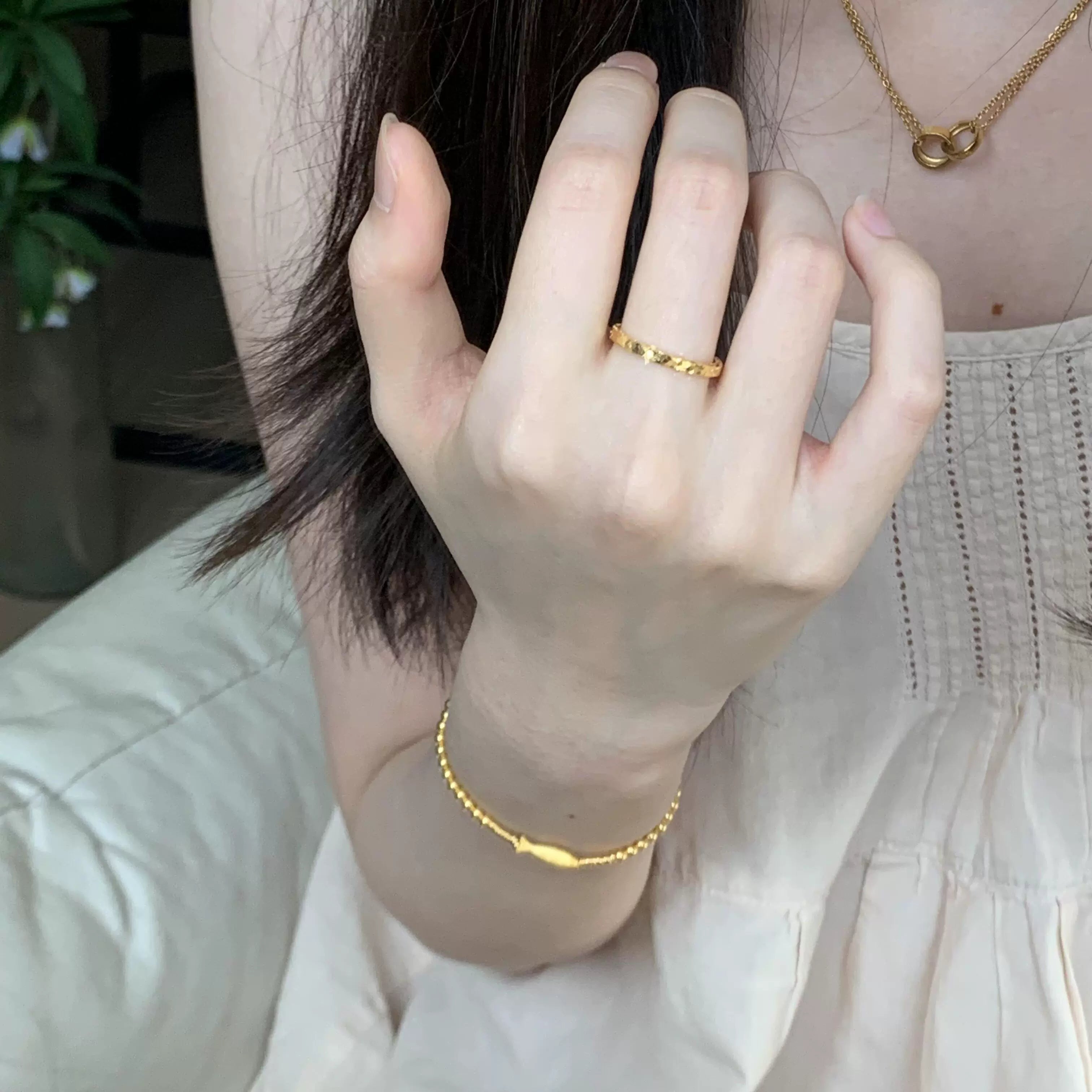Teagen Gilded Crushed Ice Ring - Crushed Ice Ring US Size 9