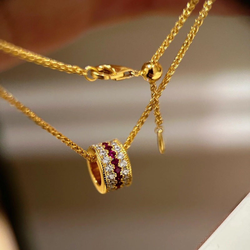 Isaura Ruby Gemstone Jewelry Set - Ruby Rolling Bead Pendant (Chain Not Included) [WQ4RNWXZ]
