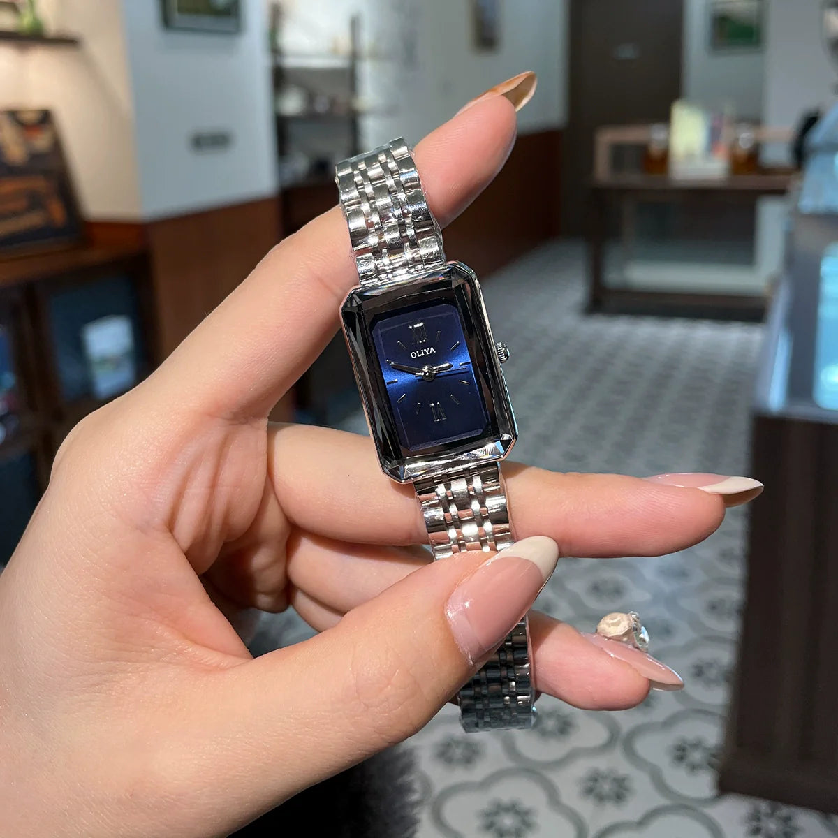 Kate Minimalist Rectangular Watch - Blue
