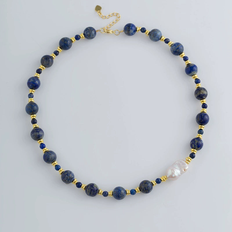 Kyree Beaded Lapis & Pearl Necklace - Lapis Lazuli Necklace [WETA8ODF]