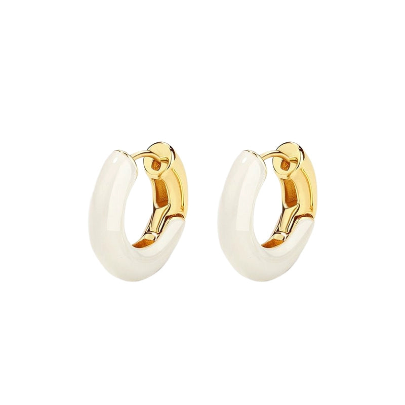 Kimani Enamel Drop Earrings - Cream White Enamel Earrings [E6BU3OI1]