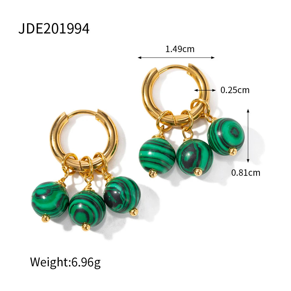 Lucia Malachite Tassel Hoop Earrings - JDE201994