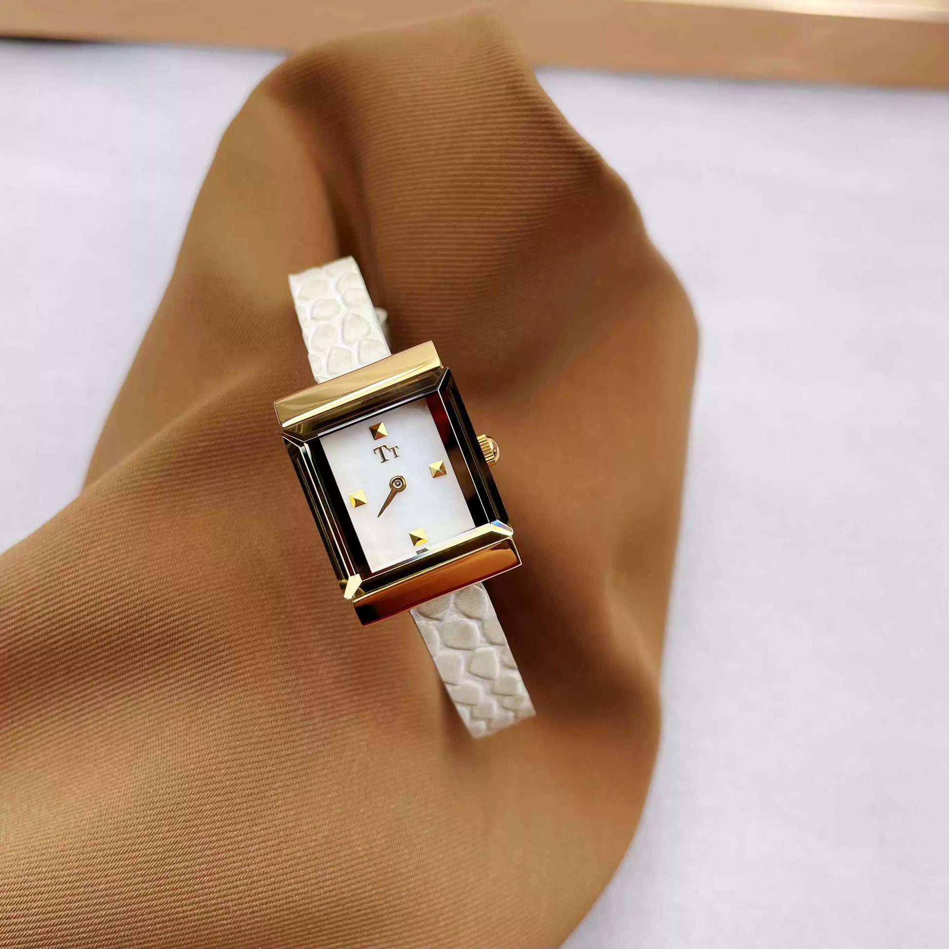 Caila Minimalist Rectangle Watch - White