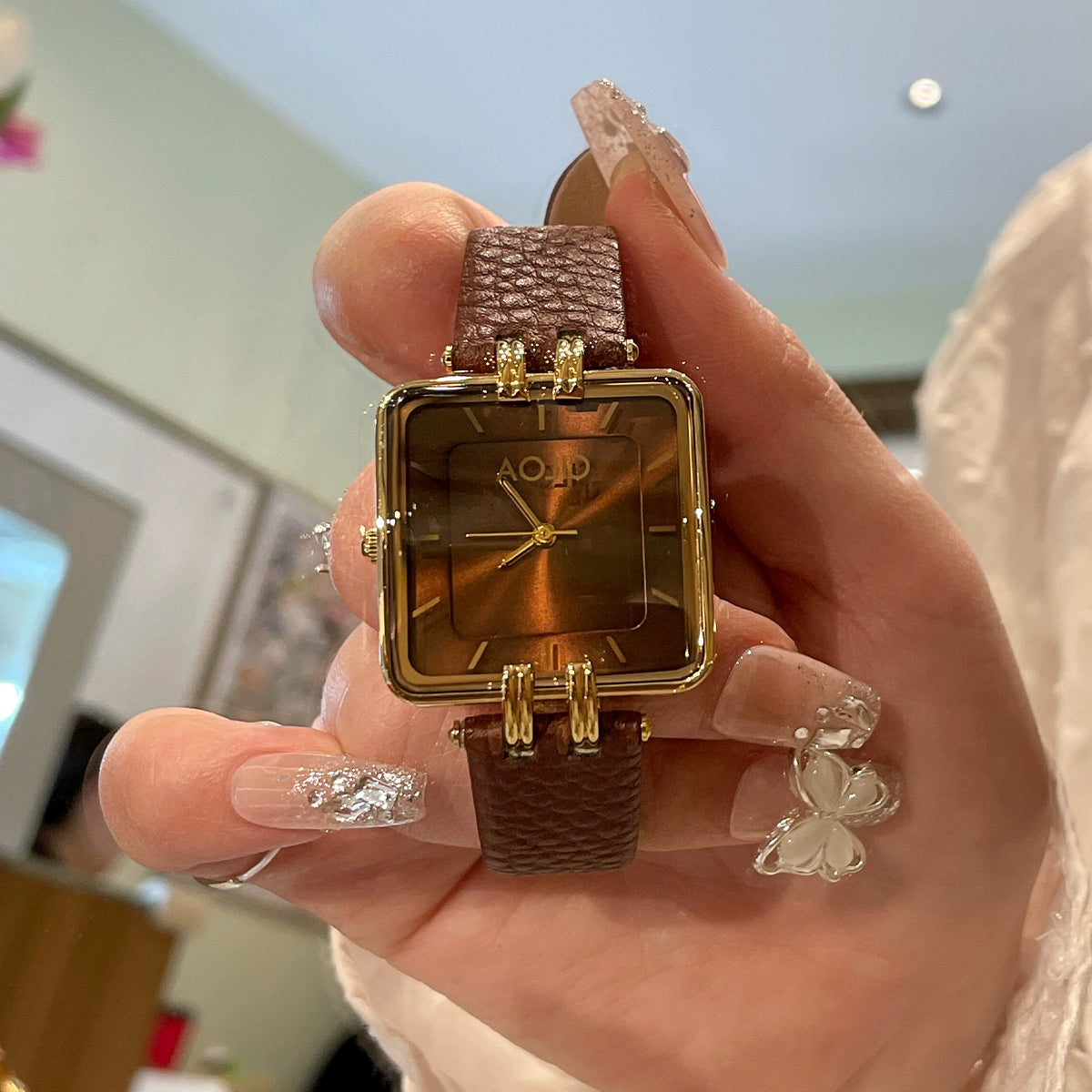 Kalise Petite Square Watch - Coffee [E1AJVV4Q]