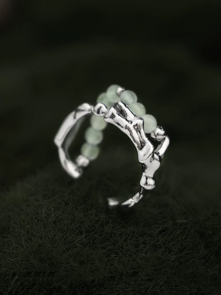 Aya Adjustable Gemstone Ring - Double Layer Bead Ring (Adjustable)