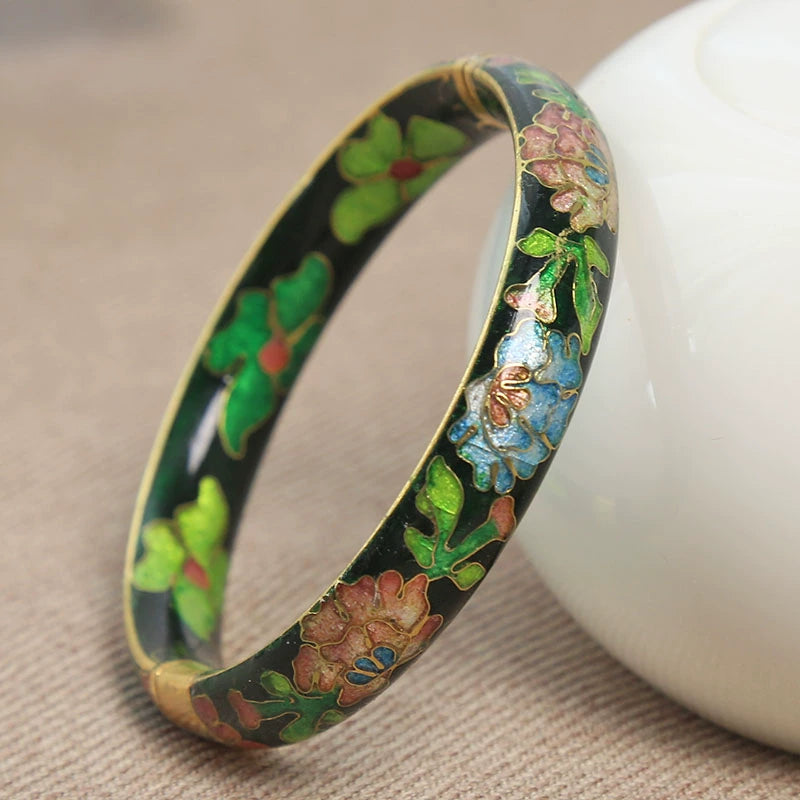 Alizabeth Peony Cloisonné Bangle - Red [RJL549YQ]