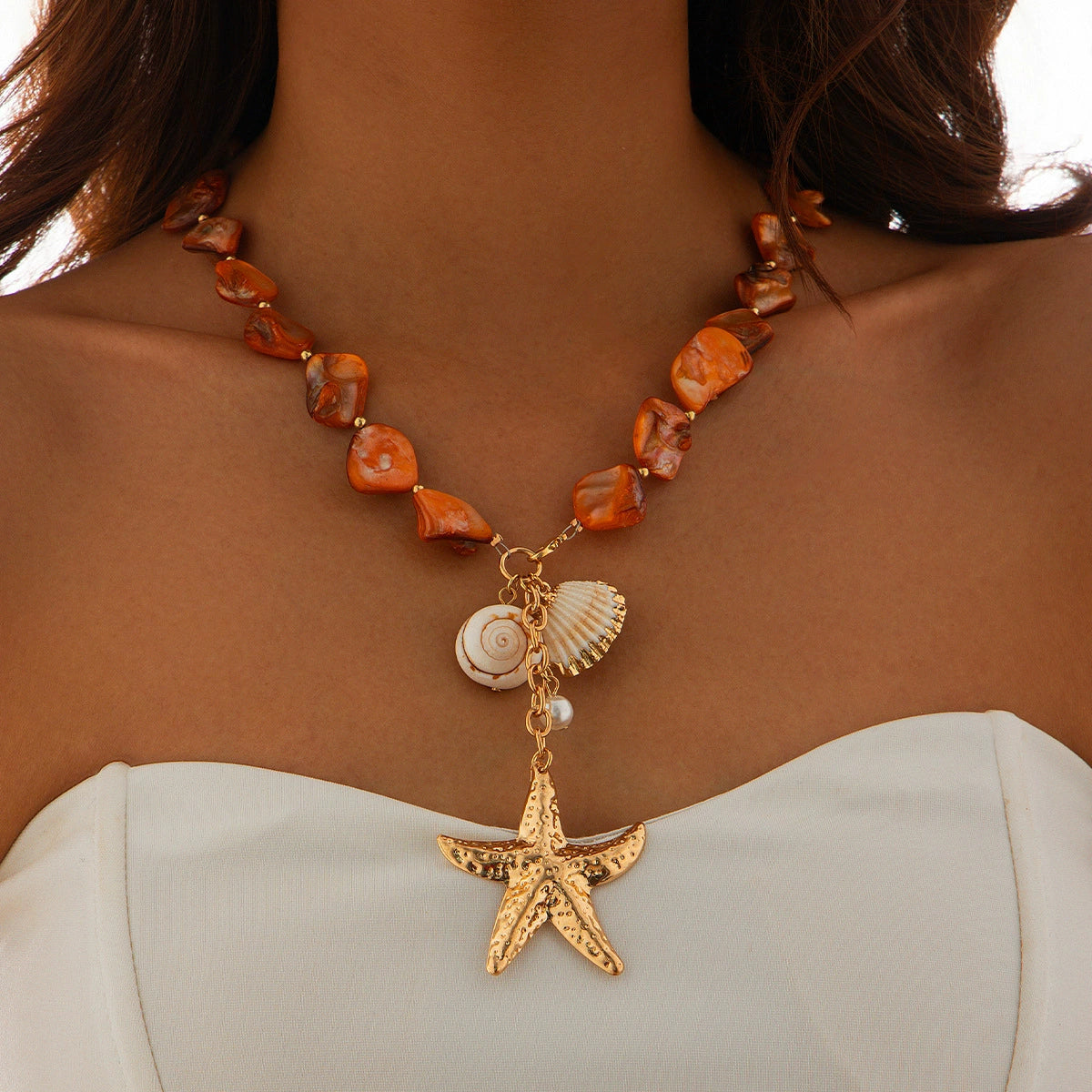 Ashtynn Ocean Charm Set - 01 Necklace Orange [LOVB1ND6]