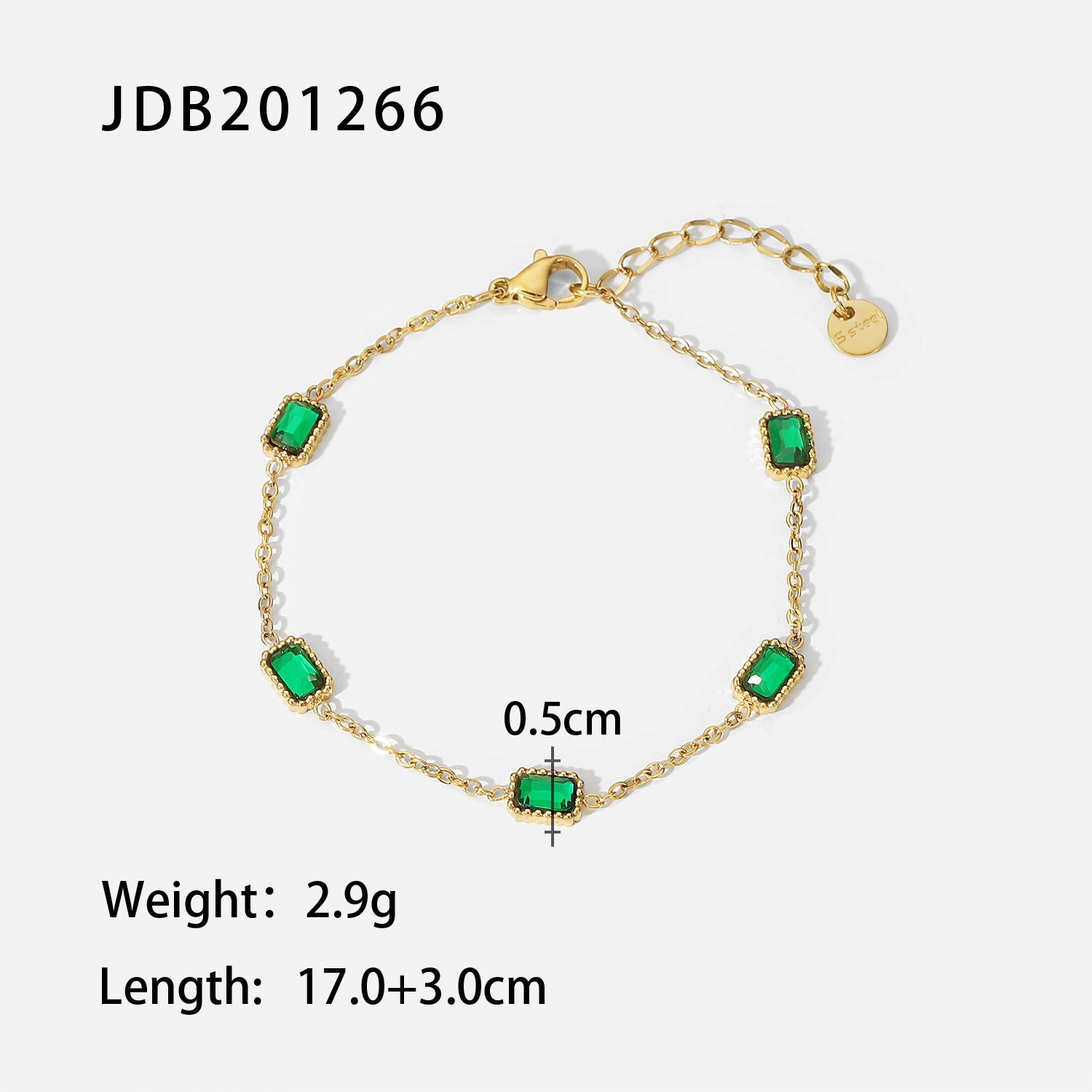 Eleonore Gold Emerald Bracelet - JDB201266 [V669LYQY]