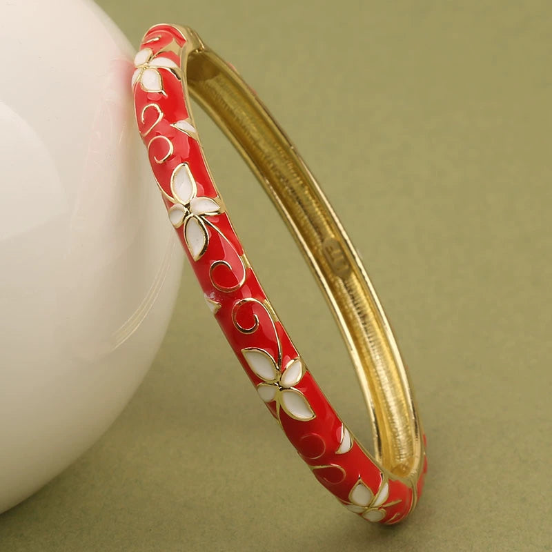Eden Cloisonne Clover Bracelet - Red [2304RKAC]