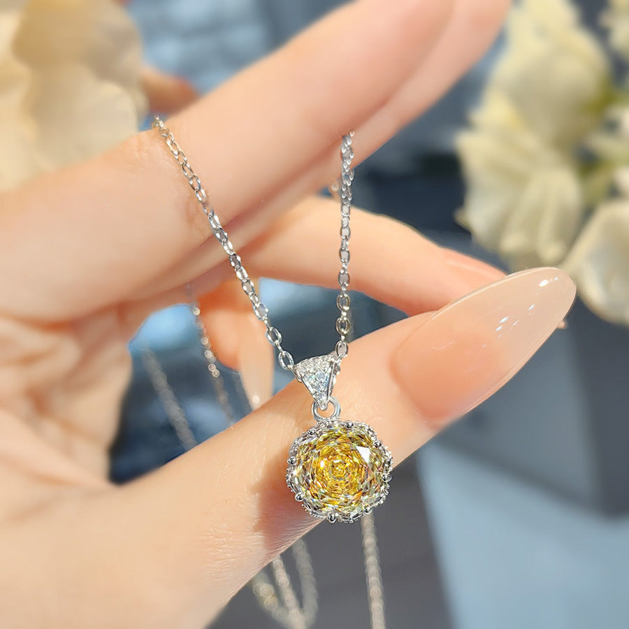 Lainee Octagonal Gemstone Jewelry Set - Goose Yellow Diamond Pendant [B62U6Q00]