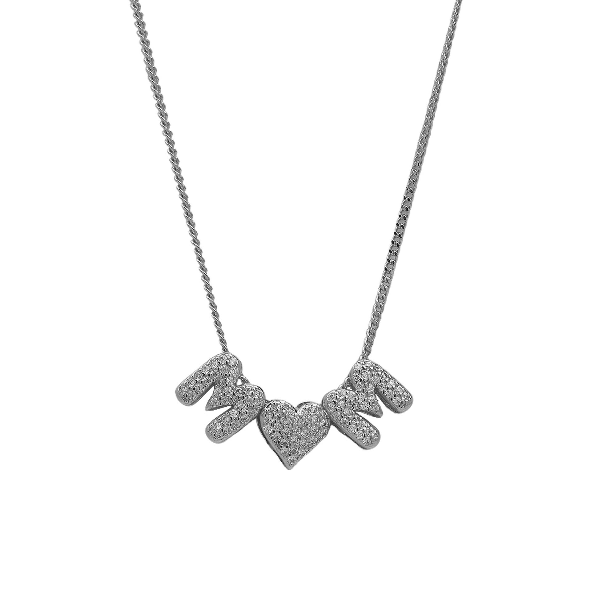 Beautiful Zircon Letter Necklace - M♡M Silver [79SW1SVX]