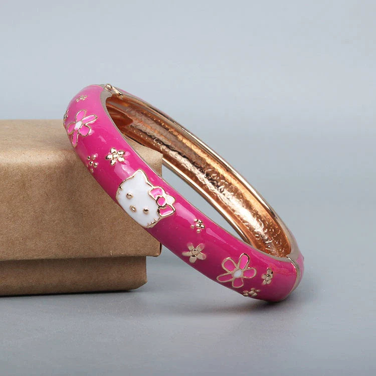 Porter Enamel Hello Kitty Bangle - Rose Red (4.7cm, Fixed Pattern)