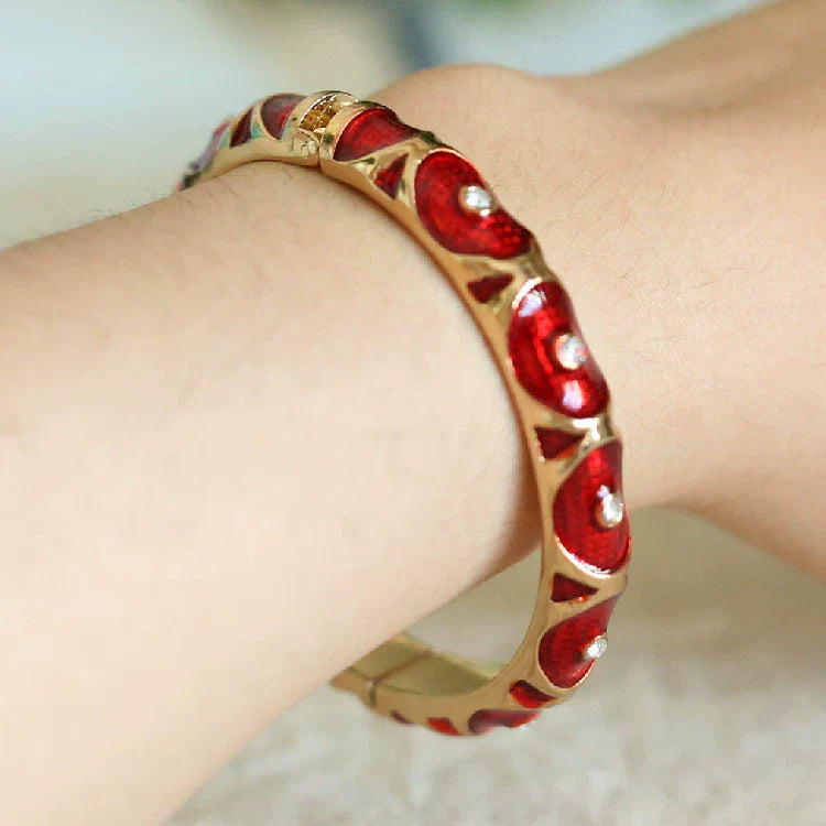Amellia Enamel Eye Bangle - Red
