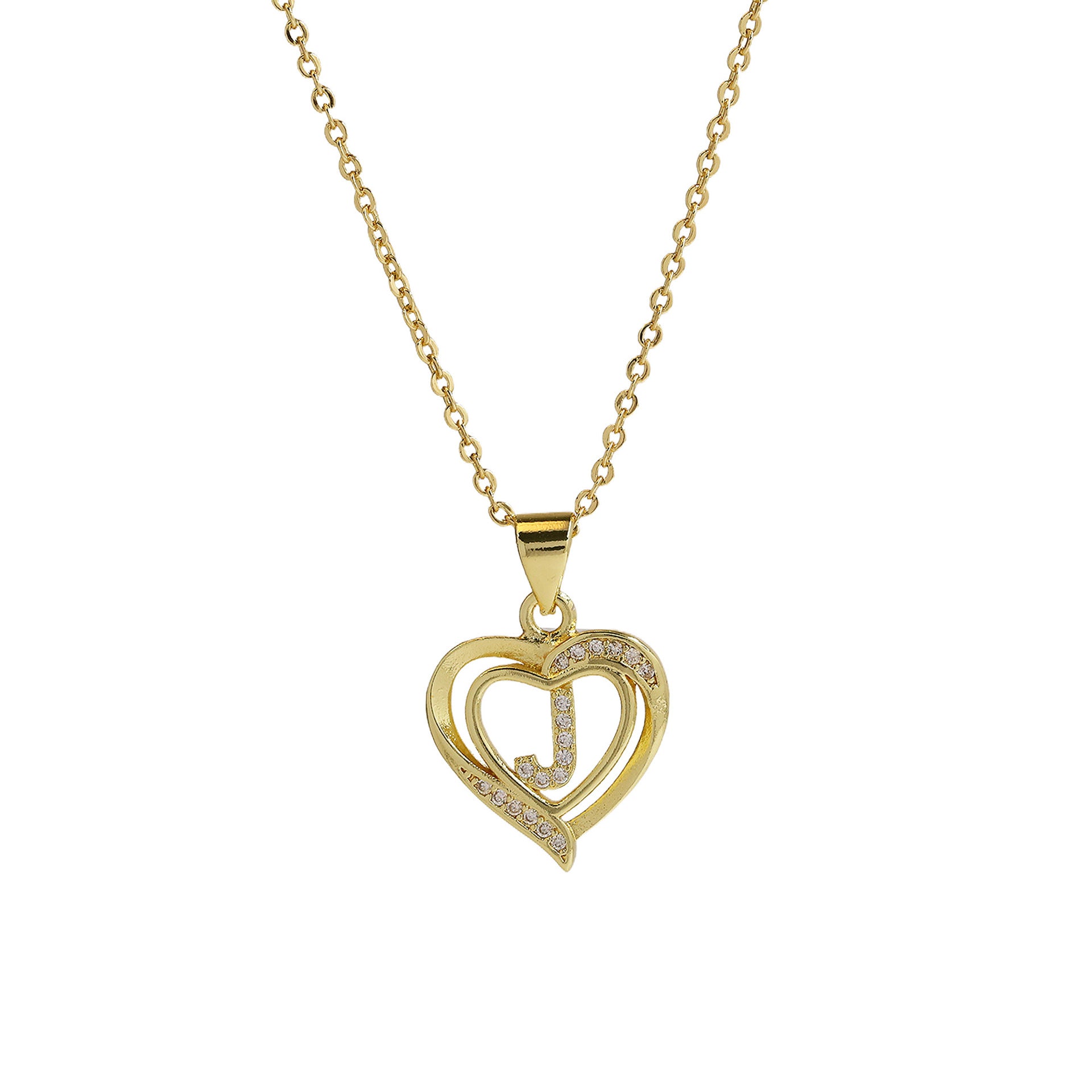 Kamarie Initial Heart Necklace - Necklace J [WB6SO8W7]