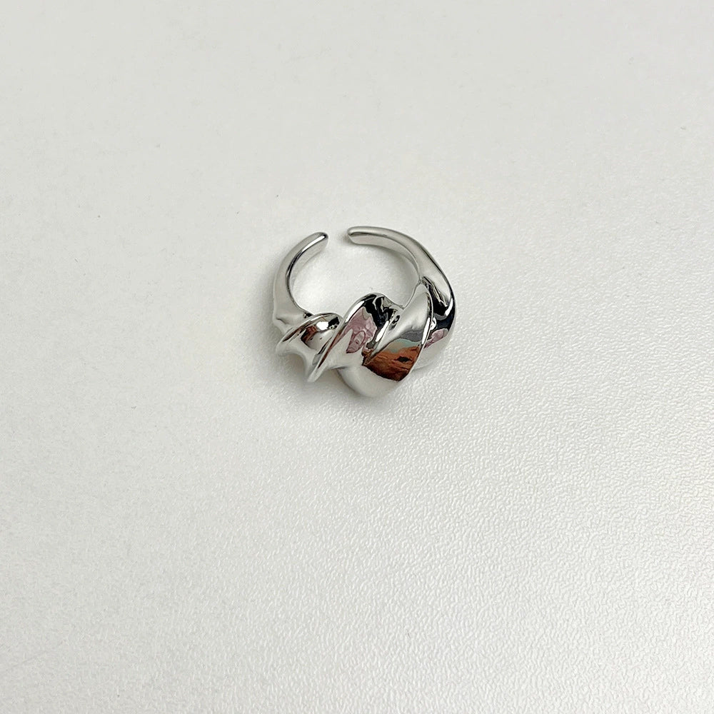 Ameera Geometric Open Ring - Spiral Silver Ring [QWNGY4KF]