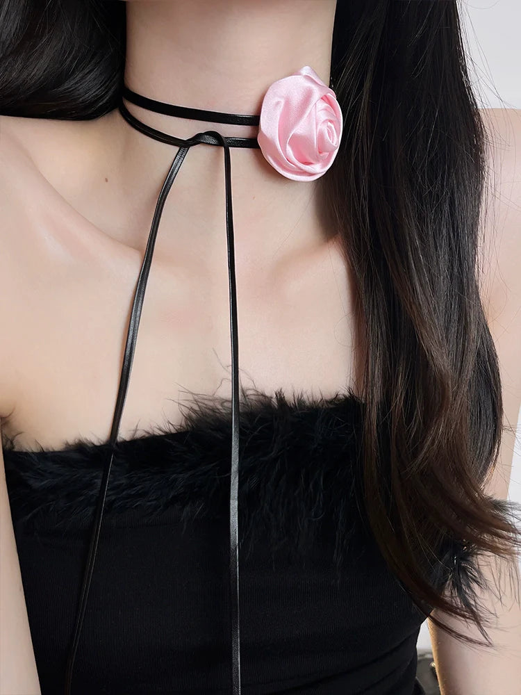 Calina Rose Tie Choker - undefined