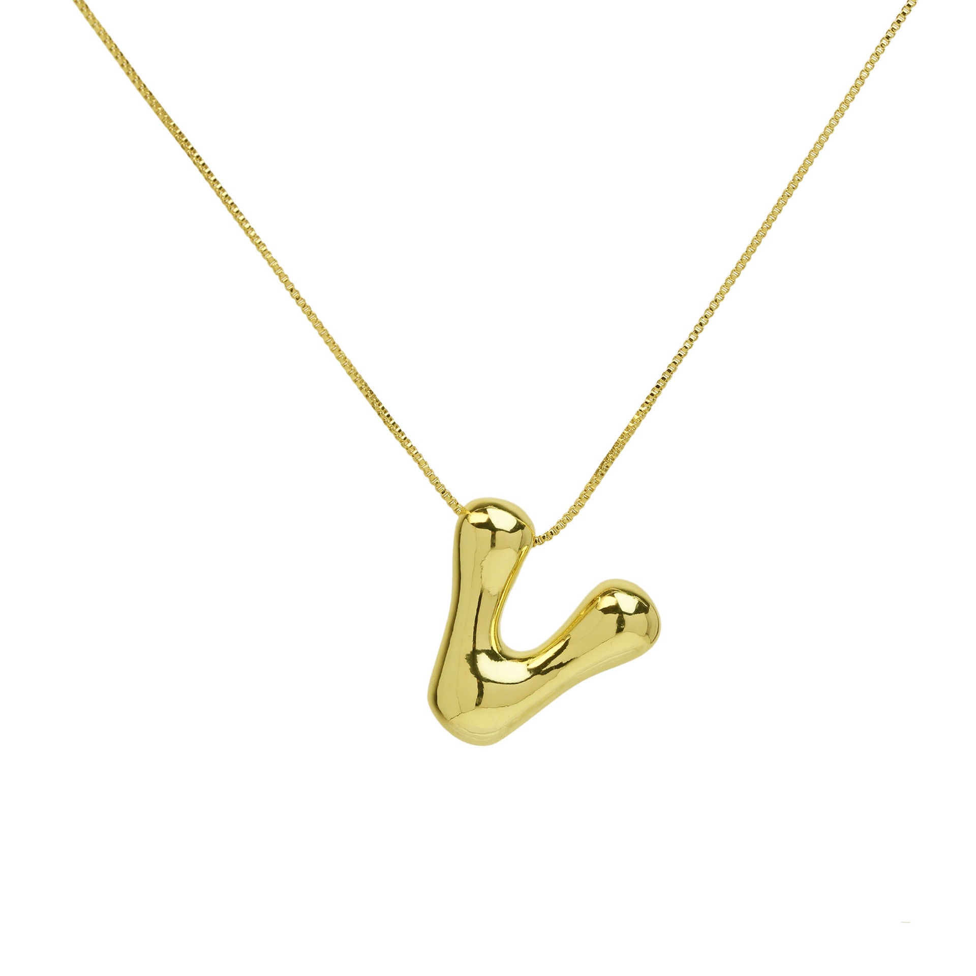 Virginia Bubble Initial Necklace - Letter V Necklace [U7EHPDGW]
