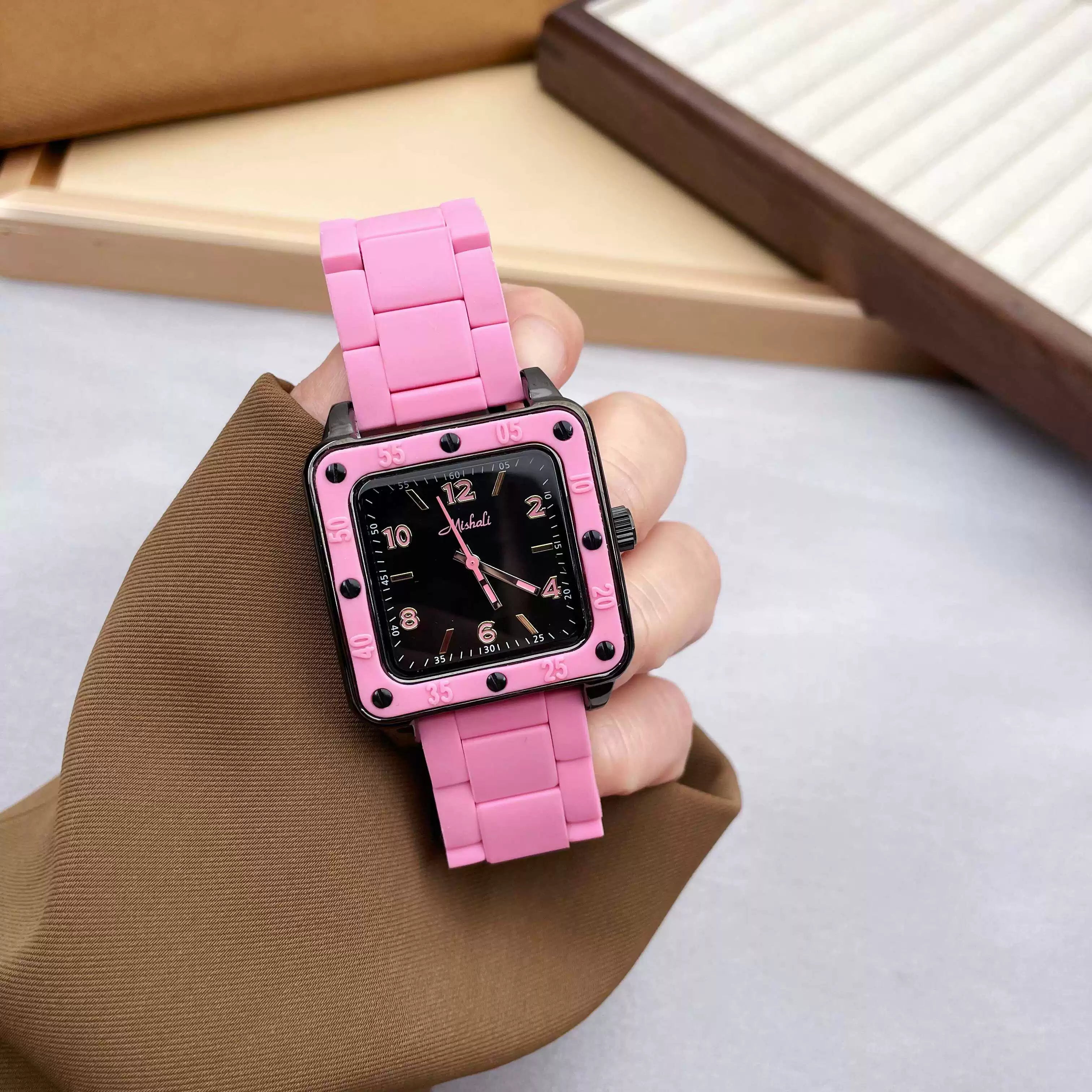 Talayah Square Silicone Watch - Pink