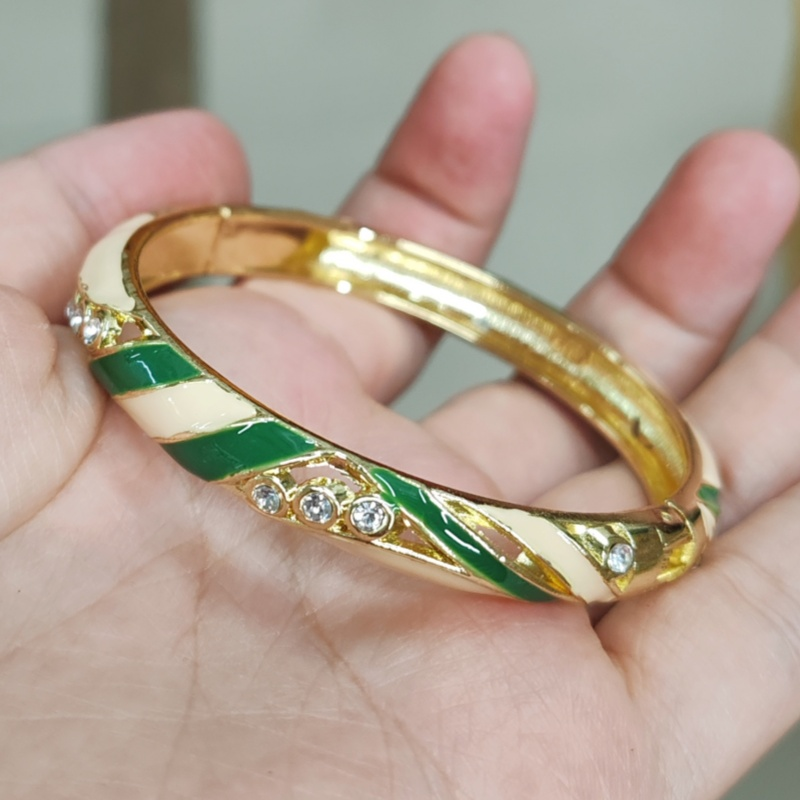 Kayci Enamel Glaze Bangle - Green Apricot Yellow [JTP5W1M1]