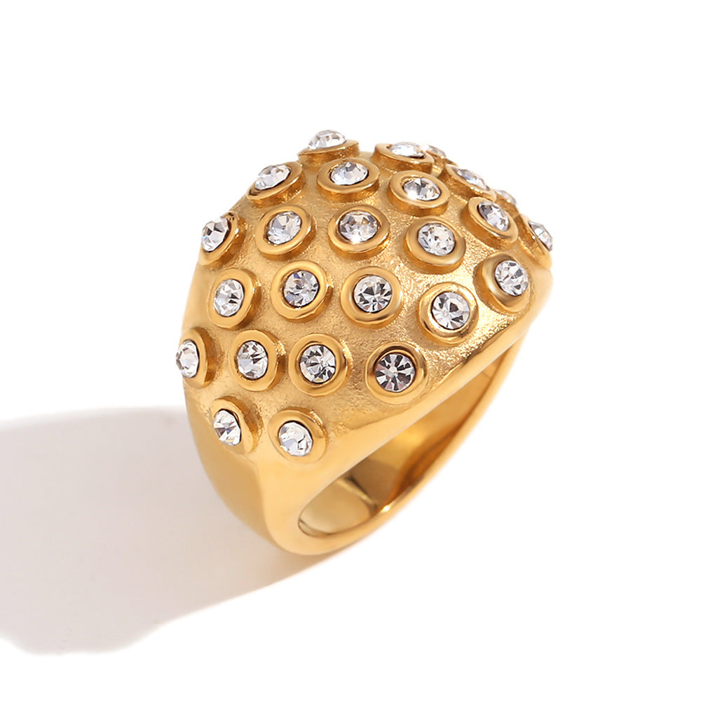 Maimouna Zircon Ring - Bubble Zircon Dome Ring - Gold White - Size 6 [LJE9EWKT]