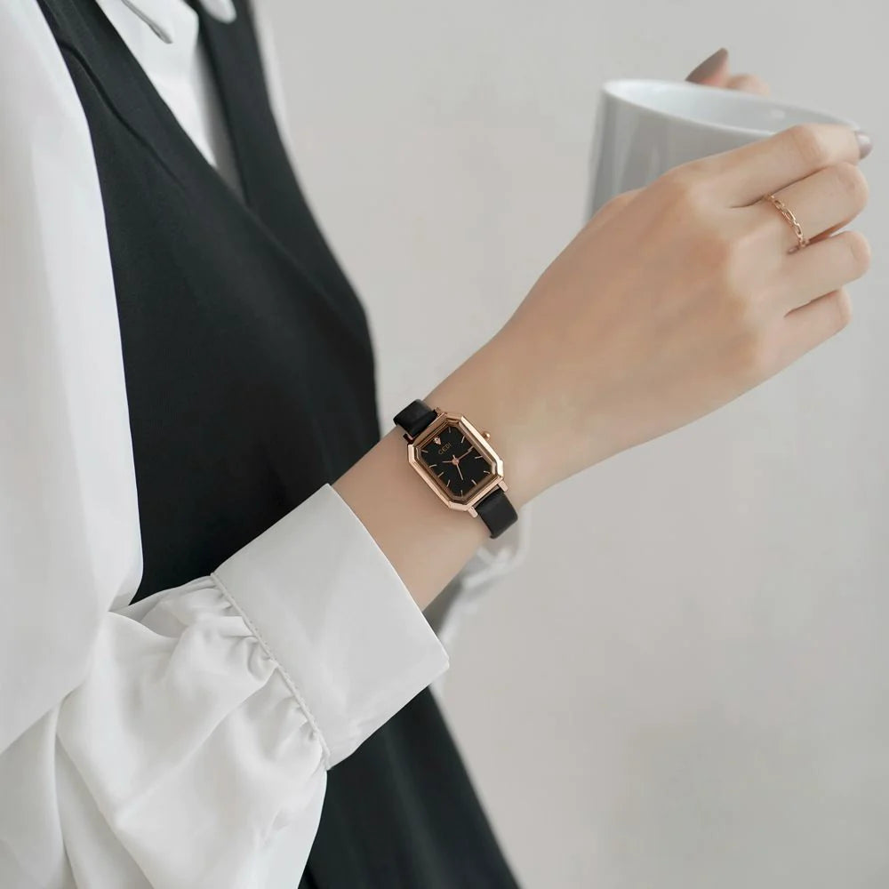 Niyah Elegant Square Watch - Elegant Black