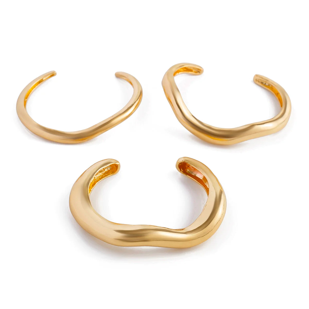 Vianney Irregular Metal Bangle Set - Gold