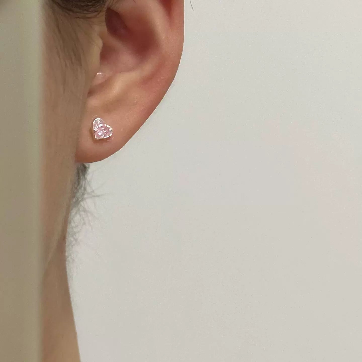 Daria Heart Stud Earrings - Pink Zirconia Heart