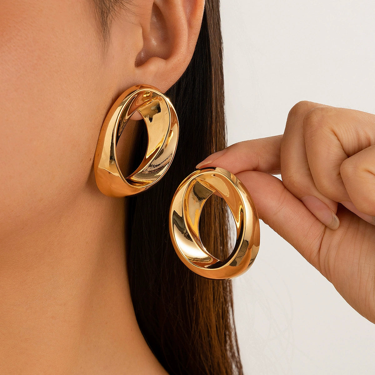 Aviah Geometric Choker Set - Ear Stud Gold [RUV96Z9D]