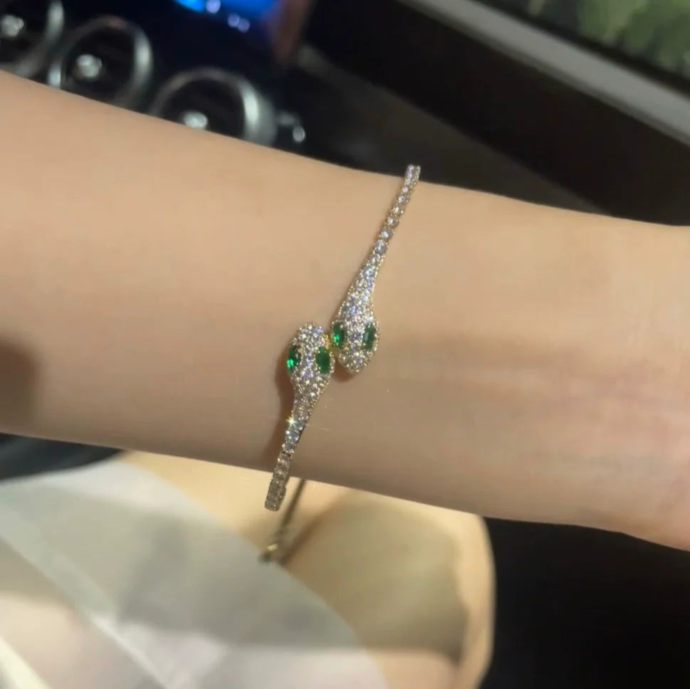 Shriya Green-Eyed Snake Bracelet - Green-Eyed Snake Bracelet (Gold)