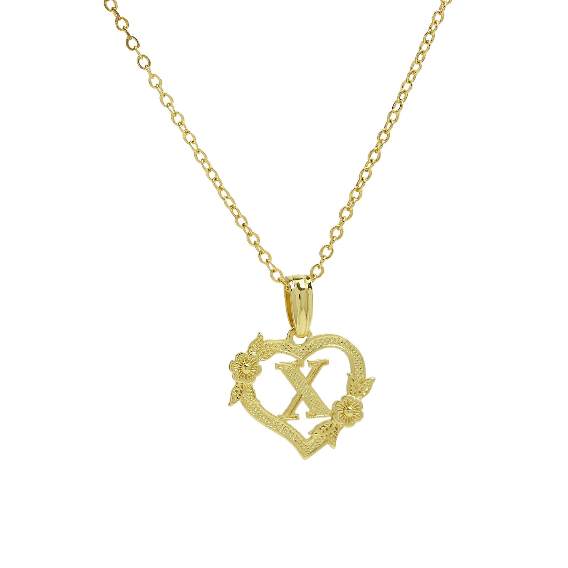 Isobel Initial Heart Pendant Necklace - Necklace X [4TV3610W]