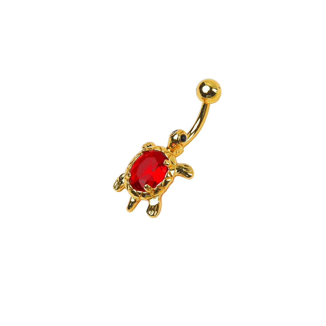 Adelene Turtle Gem Navel Ring - Red Zircon (18K Gold) [5FRFABSZ]