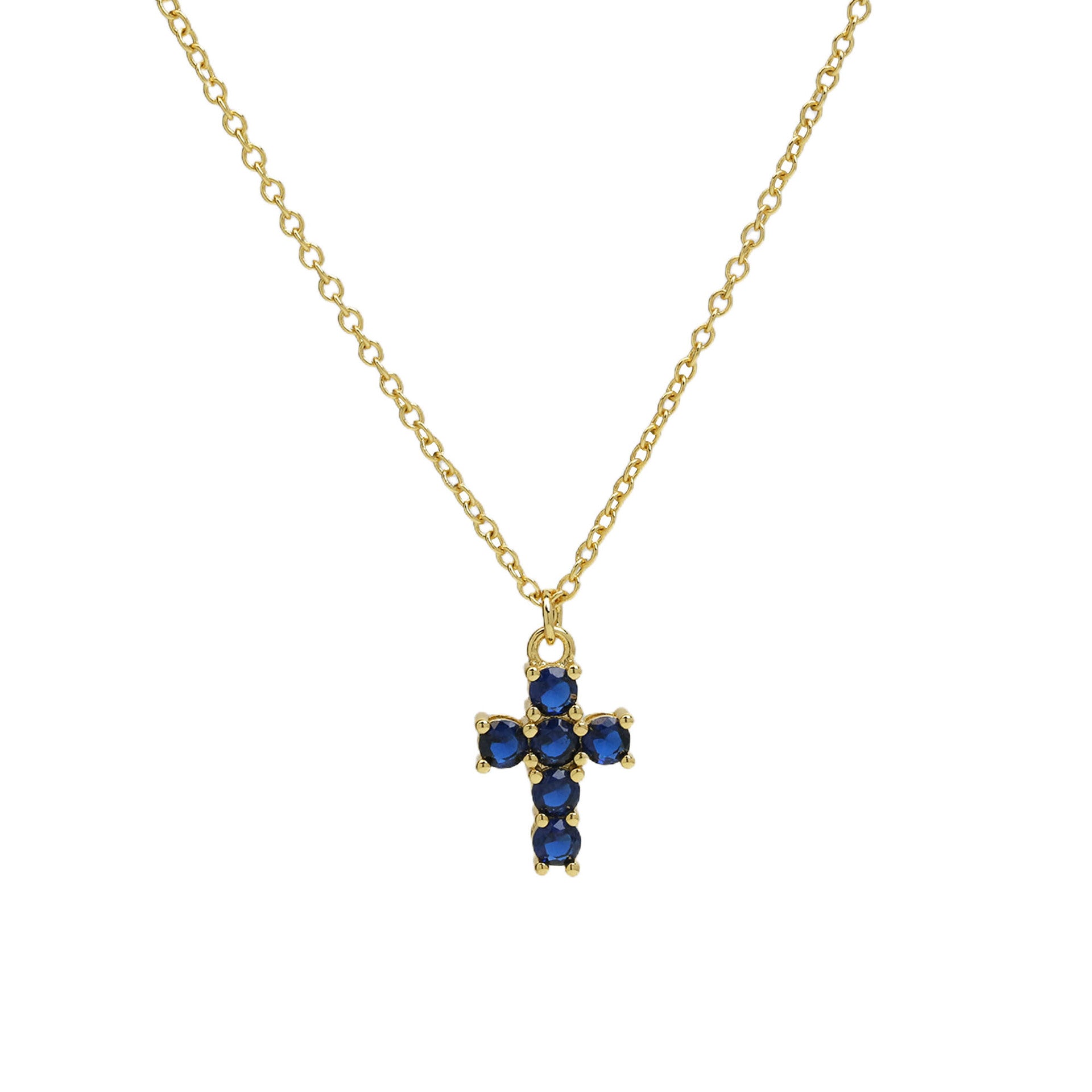 Alysse Birthstone Cross Necklace - September [LABS0GBR]