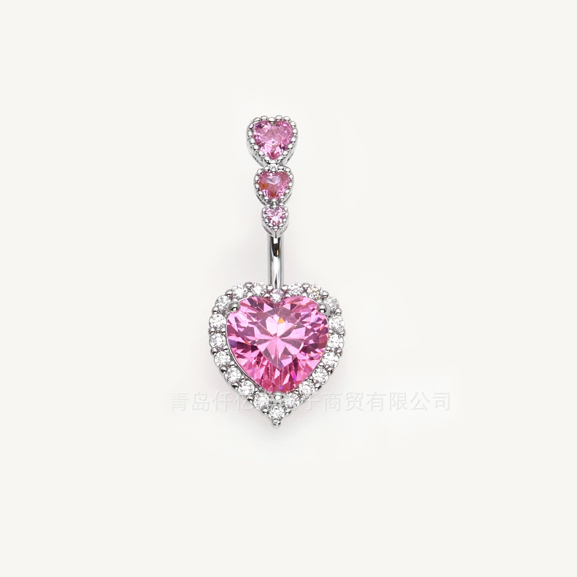 Lyvia Diamond Heart Navel Ring - Heart Pink (White Gold) [Z7GDGPBN]