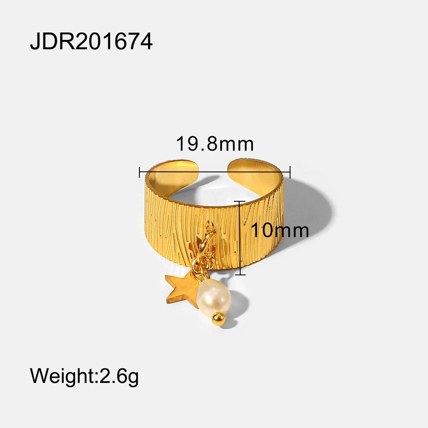 Michaella Delicate Gold Charm Ring - JDR201674 Open Adjustable