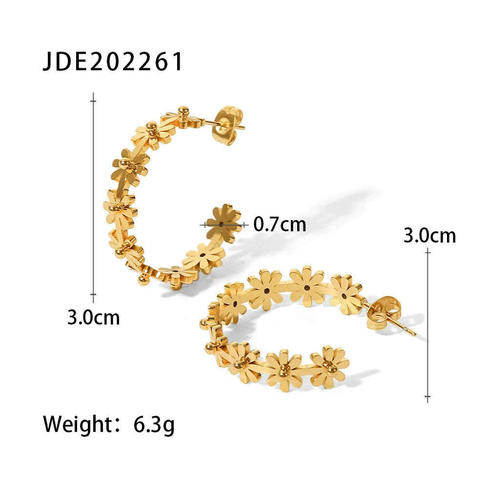 May Dainty Floral Hoop Earrings - JDE202261