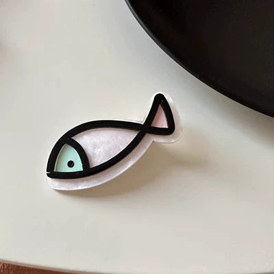 Camillia Whimsical Fish Clips - Green Head Black-Edge Small Fish [TGGEUXKV]