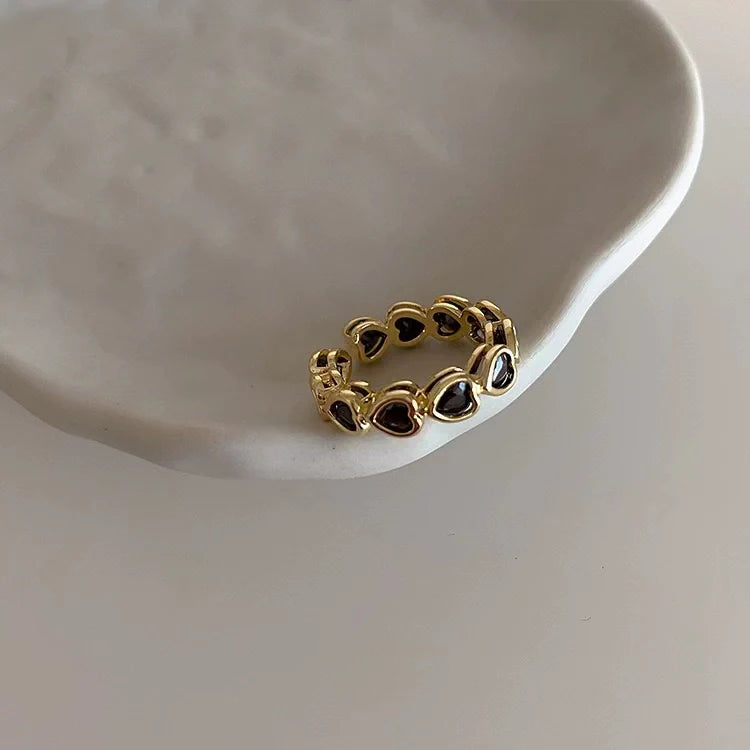 Caydence Stackable Heart Ring - Black Zircon Heart Ring
