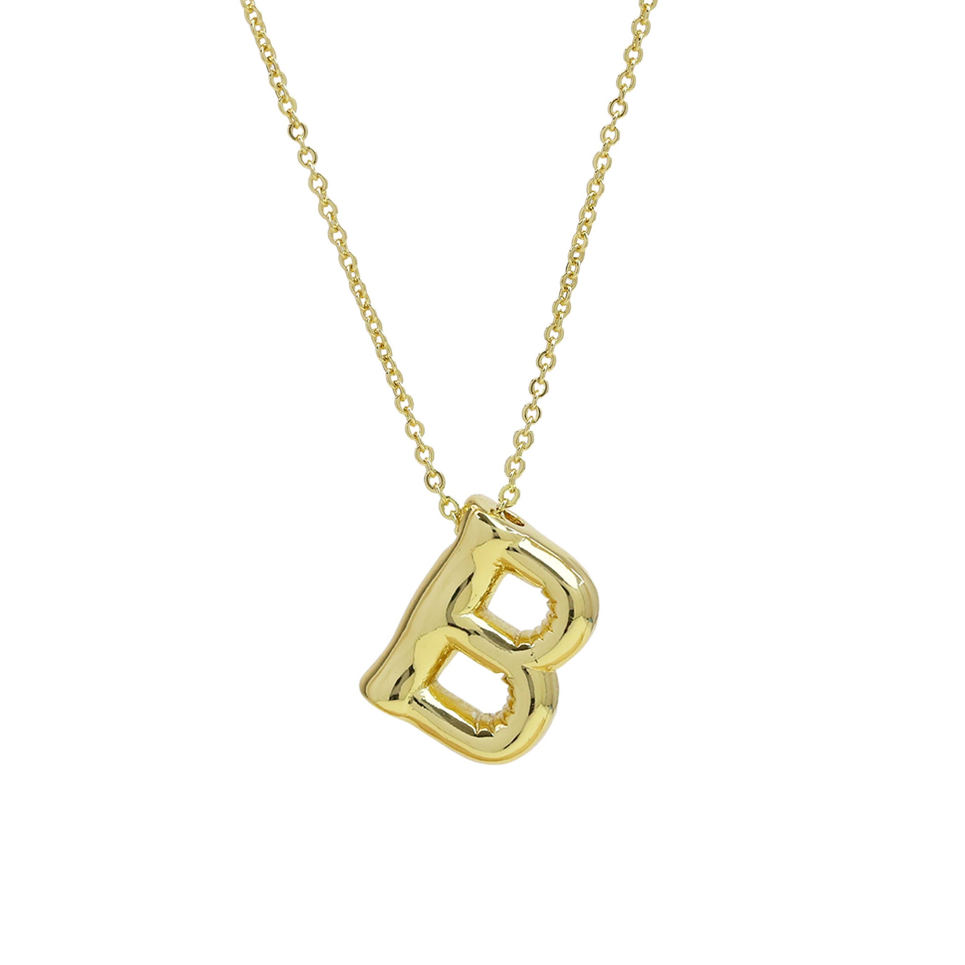Saffron Puffy Initial Necklace - Letter B [5FTBSLI7]