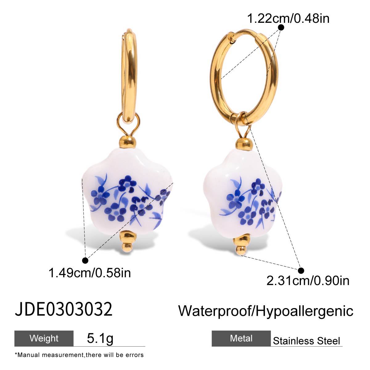 Valencia Ceramic Pearl Drop Earrings - Blue Ceramic [IWWLE1Y7]