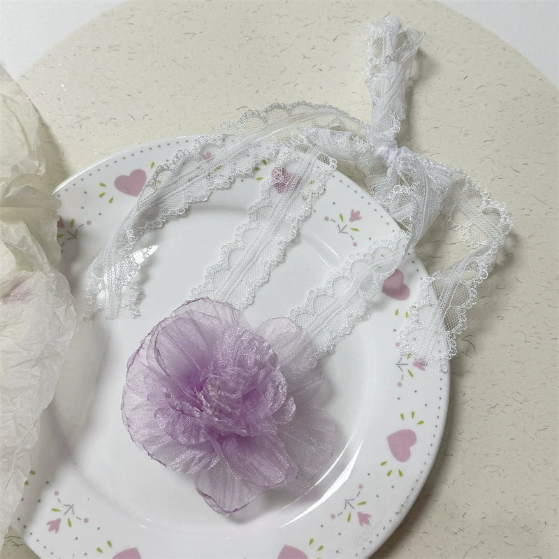 Adair Lace Camellia Choker - Purple [Q891QDTU]