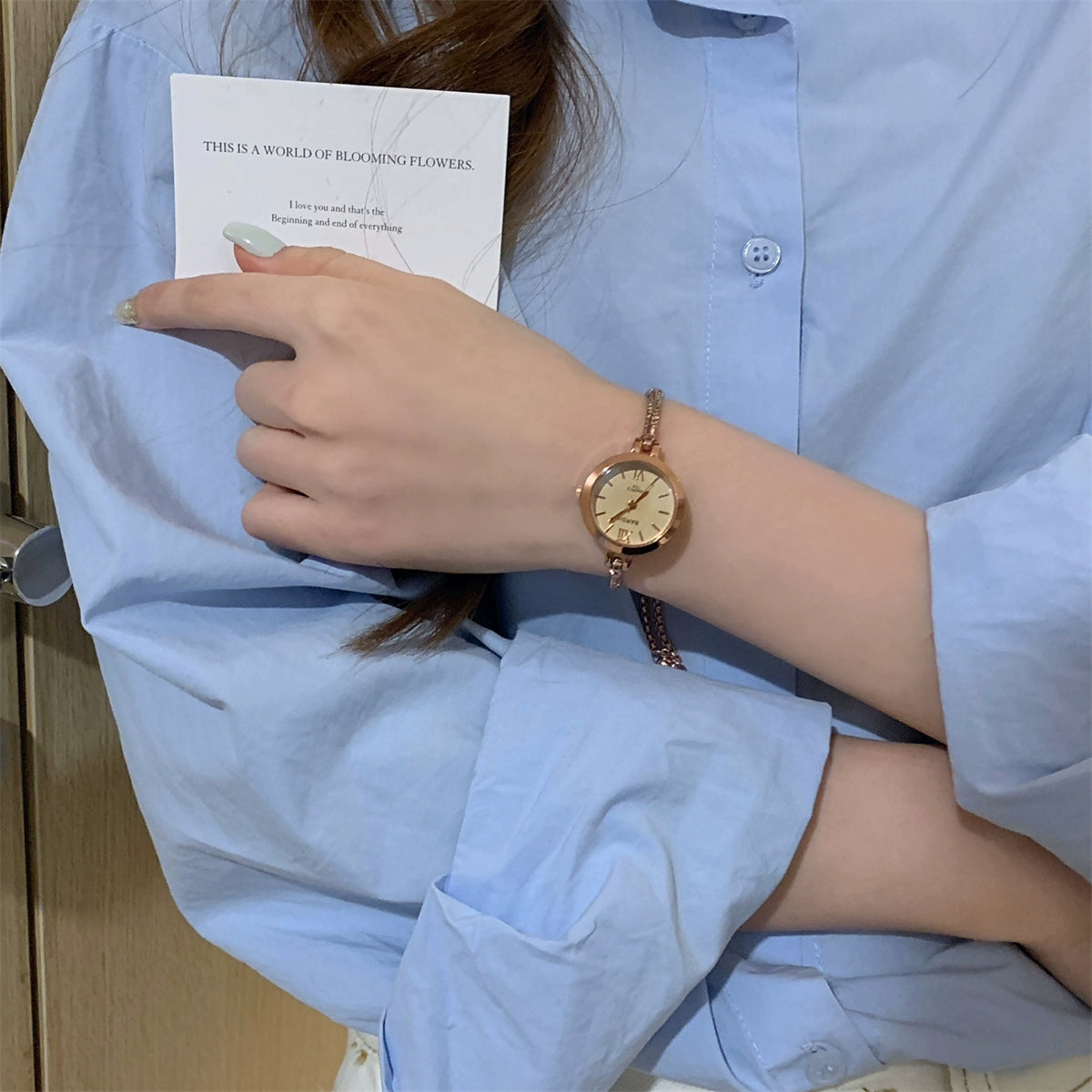 Ophelia Chain Bracelet Watch - Rose Gold Band Apricot Dial (Stick Markers) [18KFF2K4]