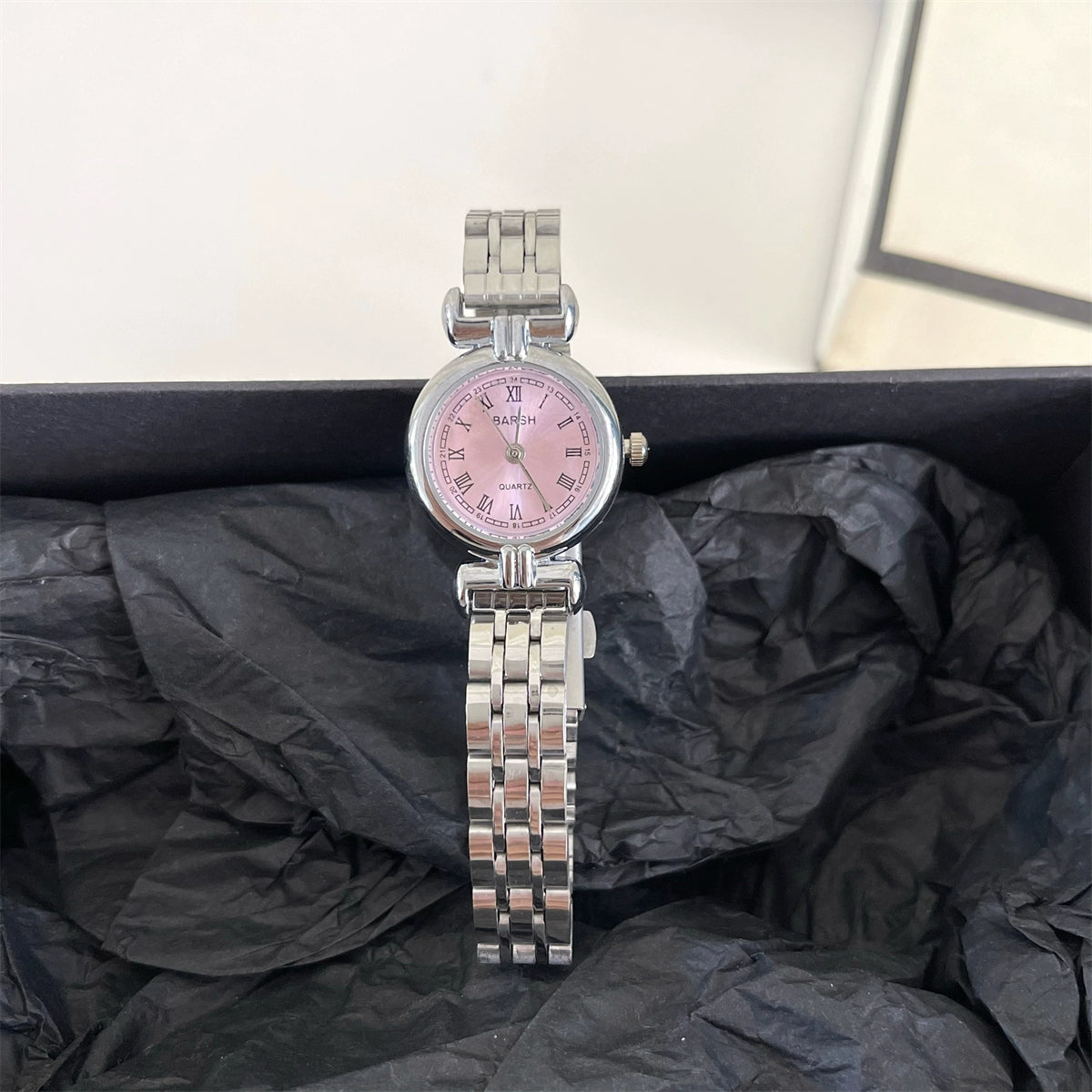 Kyla Vintage Charm Watch - Silver Band Pink Face [X5G4XFSV]