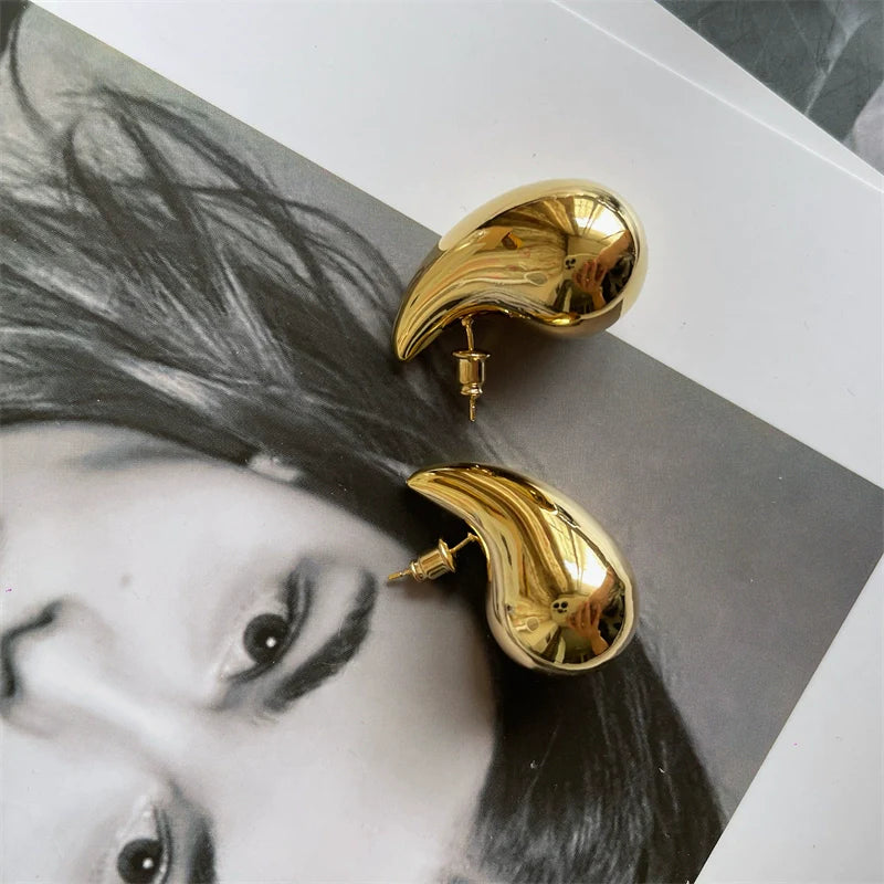 Kellyn Teardrop Hoop Earrings - Gold Tone (925 Silver Post)