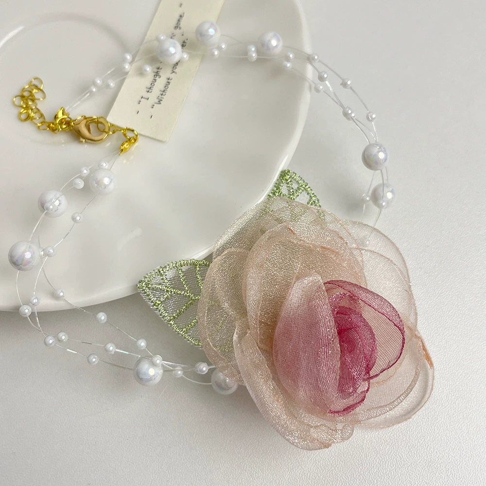 Jasmine Floral Pearl Choker - Rose Flower Pearl Choker [KW9R4P3T]