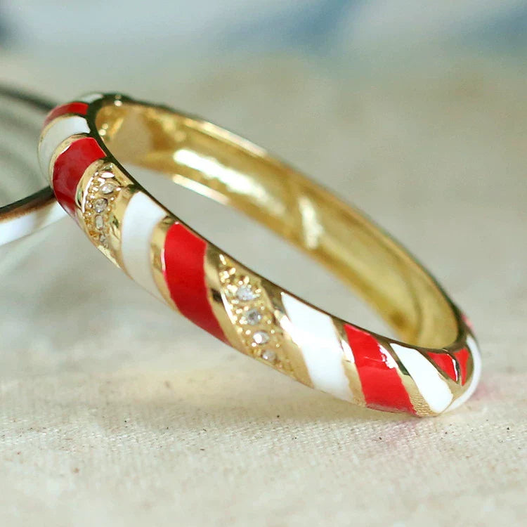 Amellia Enamel Eye Bangle - Red White Spiral Pattern