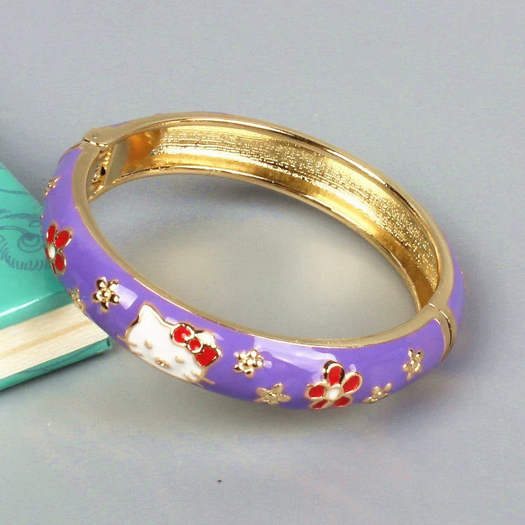 Porter Enamel Hello Kitty Bangle - Purple (4.7cm, Fixed Pattern)