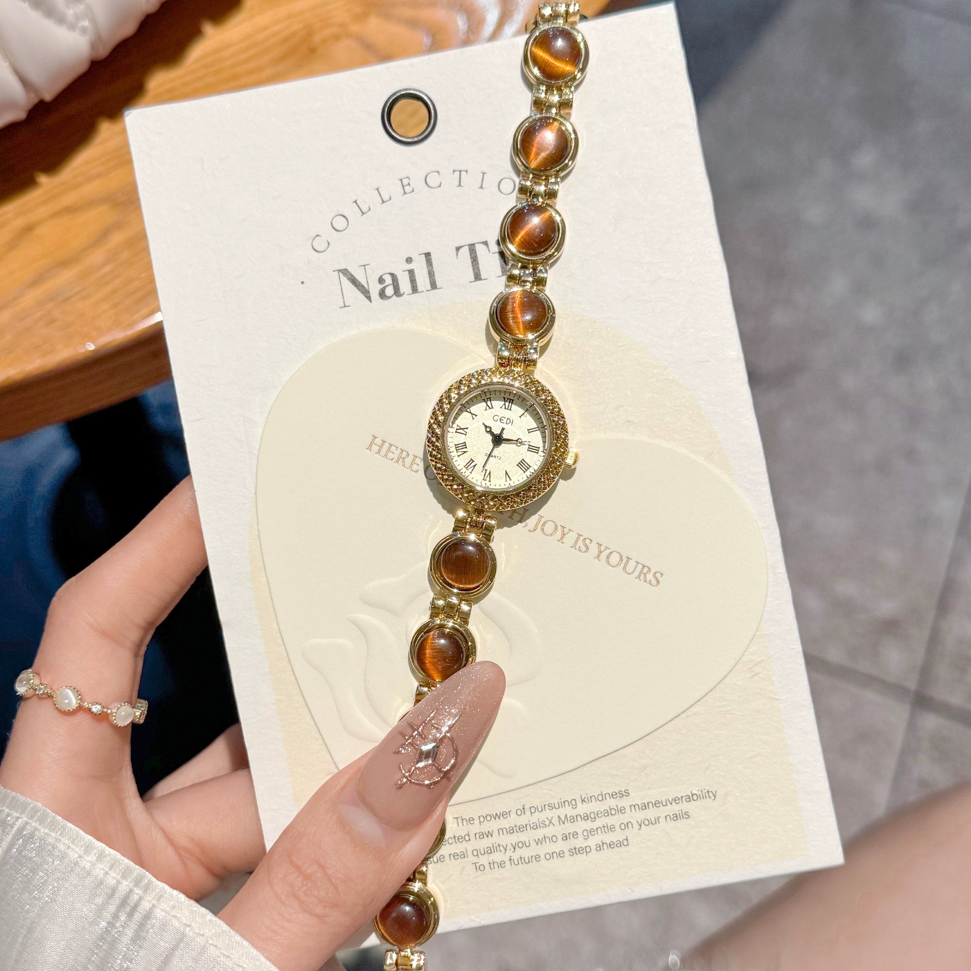 Jasper Pearl Bracelet Watch - Retro Brown Gold [DDZDP2QA]