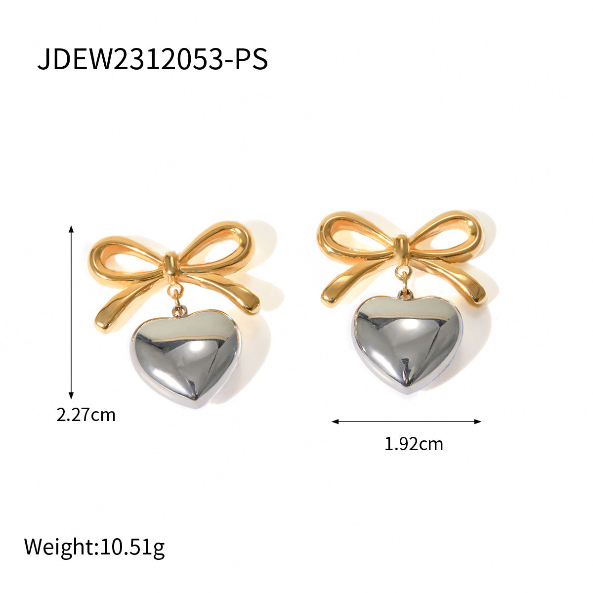 Loreal Delicate Bow Heart Earrings - JDEW2312053-PS [GYH1FMLW]