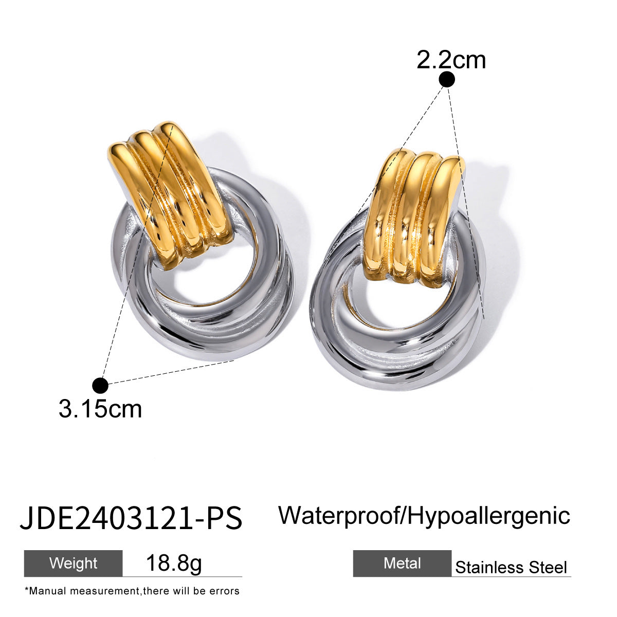 Melah Mixed Geometric Hoops - JDE2403121-PS [AWW8T1EC]