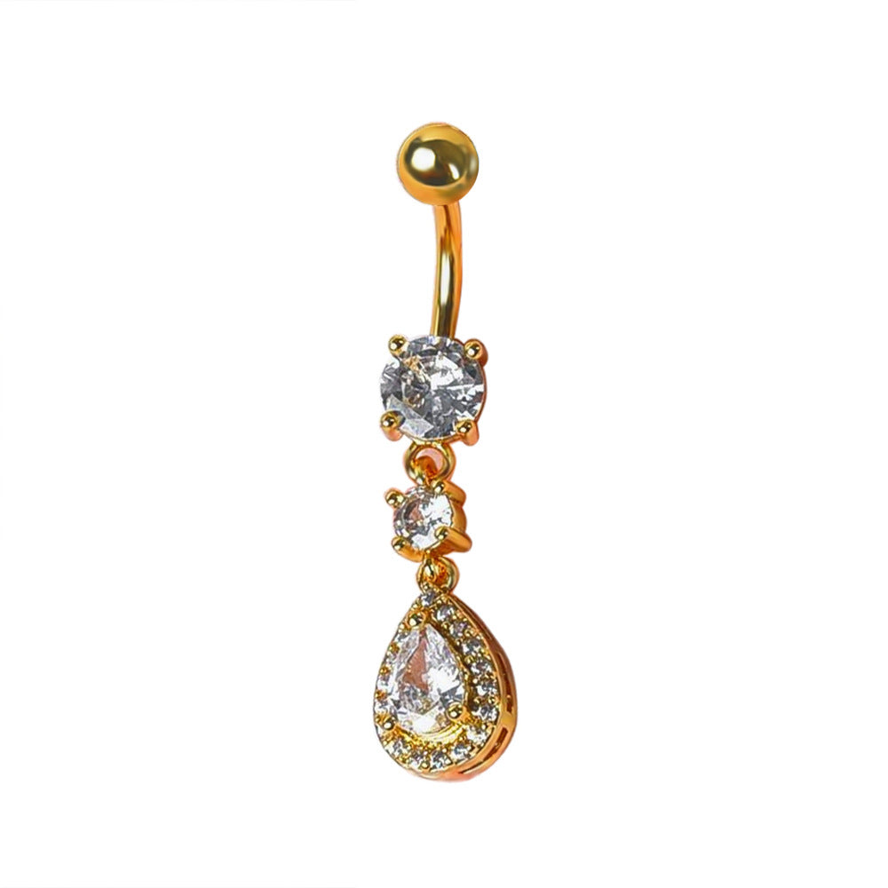 Brie Water Drop Navel Ring - White (18K Gold) [AKW5X8K1]